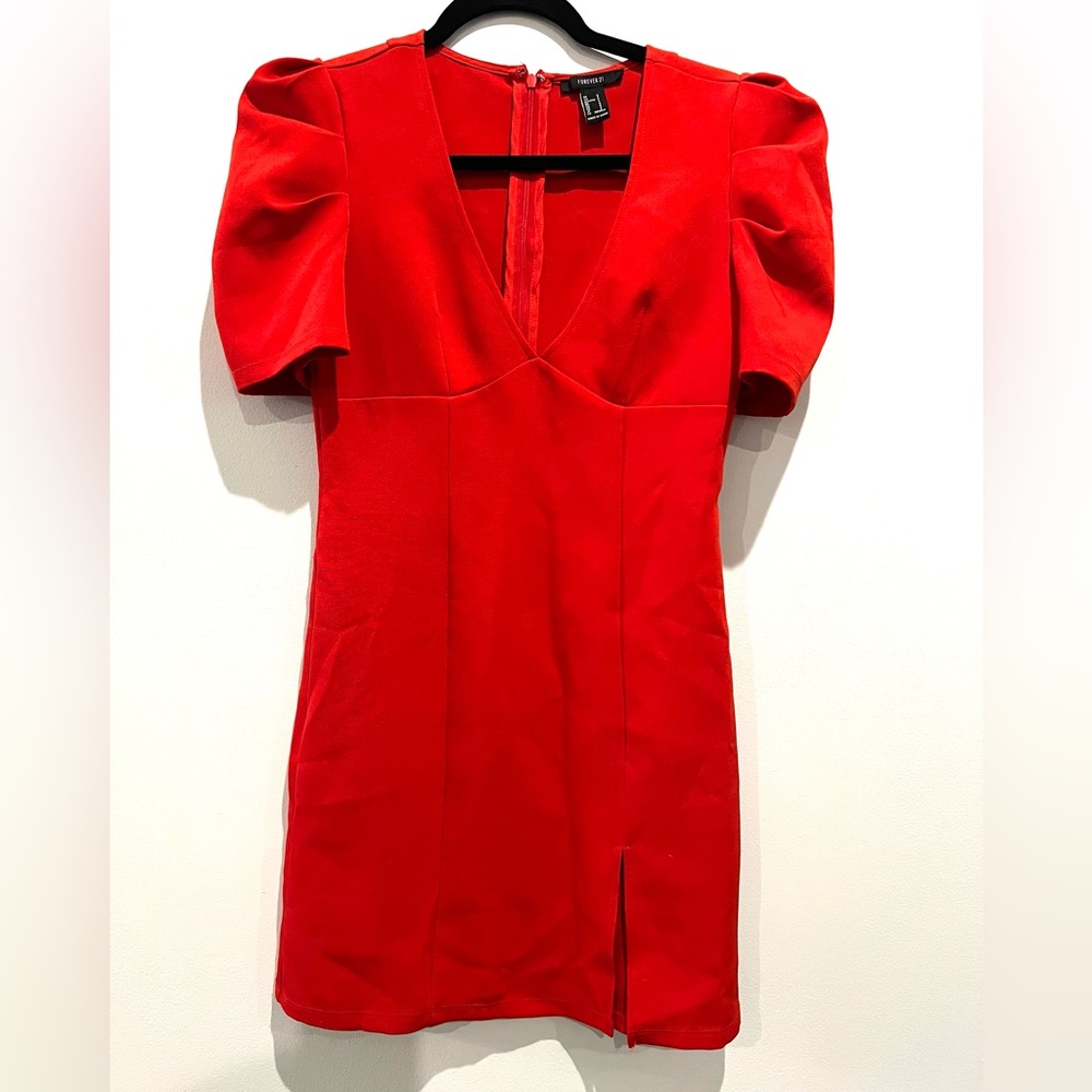 Forever 21 Red Puff Sleeve Dress